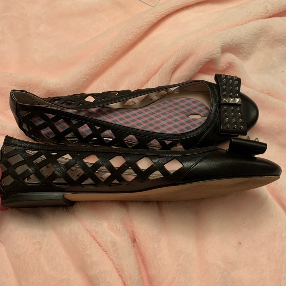 Michael Kors black lattice spike flats - Picture 2 of 5